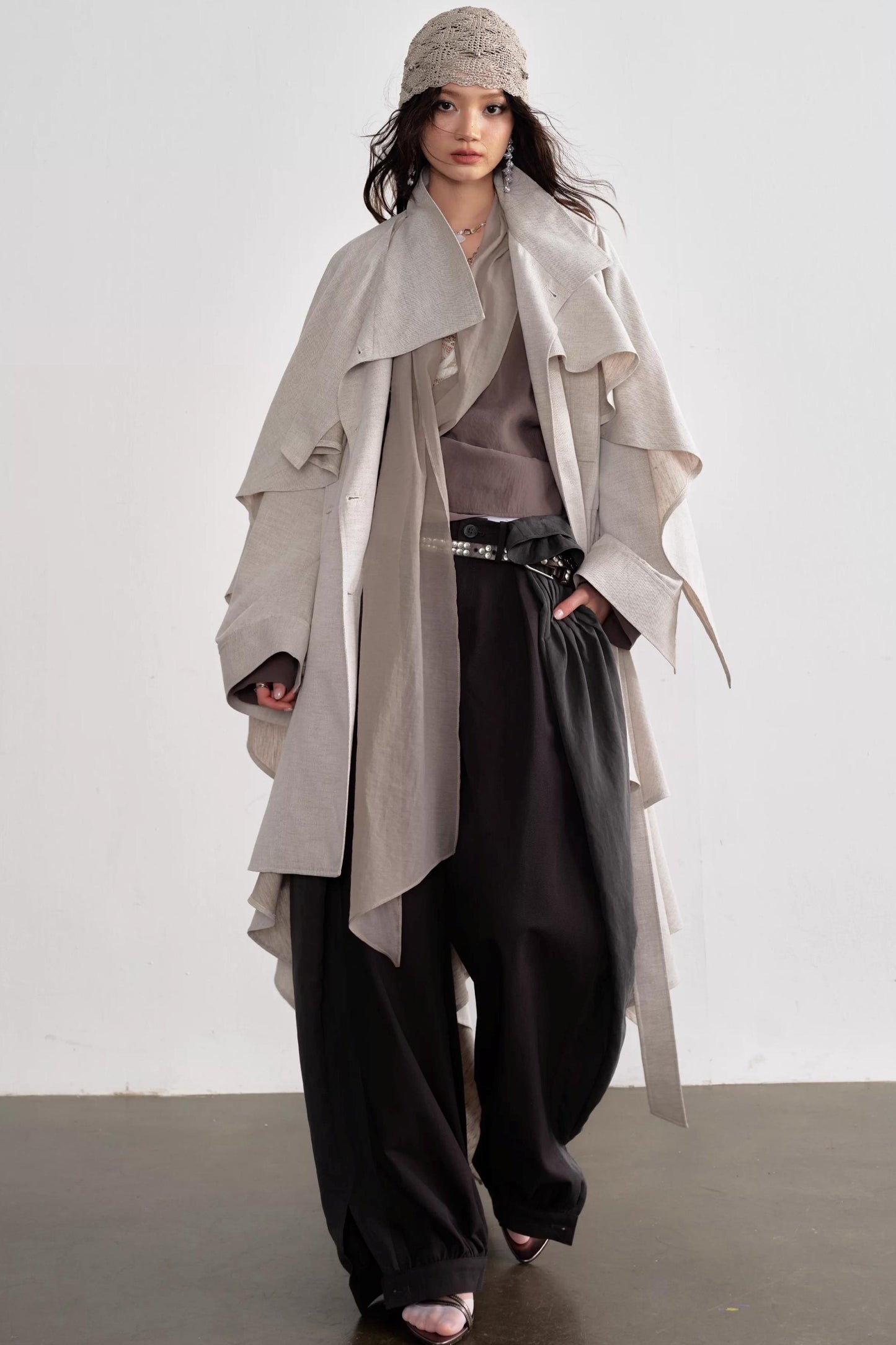 Gypsum White Linen Trench Coat