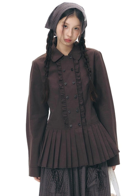 Double-Breasted Ruffled Shirt