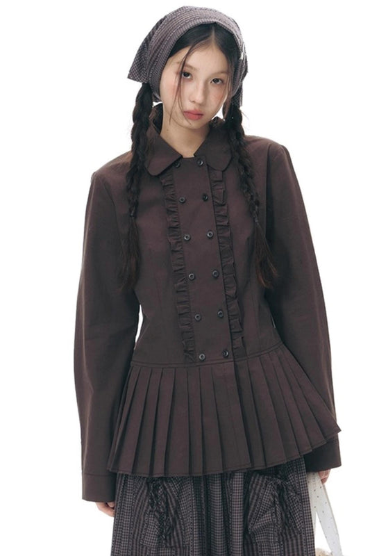 Double-Breasted Ruffled Shirt