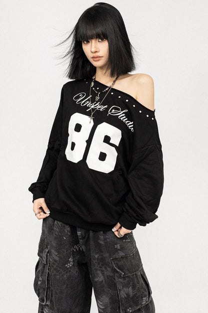 Off-the-Shoulder Long Sleeve T-Shirt