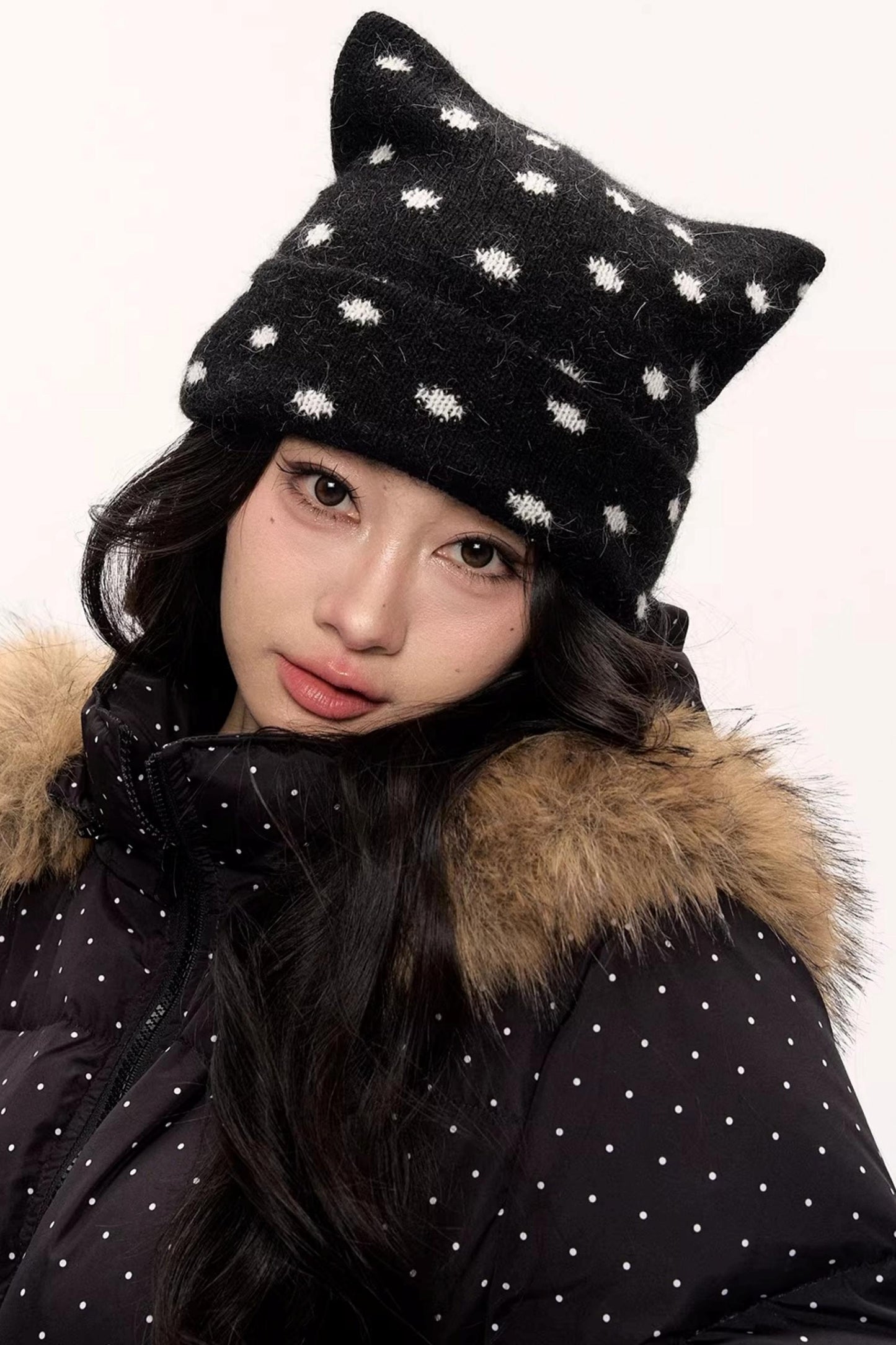 Rabbit Fur Cat Ear Hat