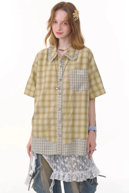 Plaid Doll Collar Shirt