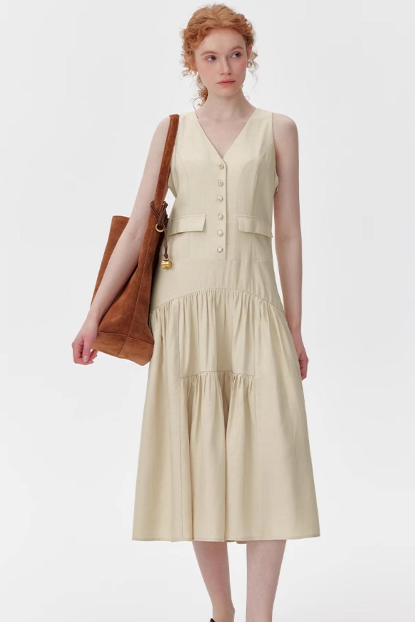 V-Neck Linen Summer Dress