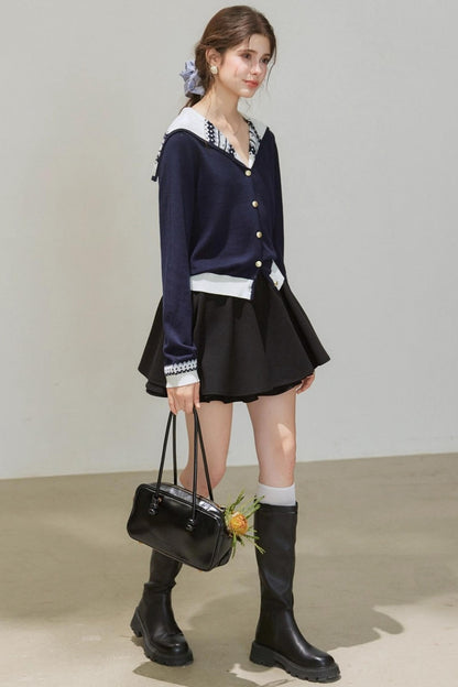 Navy Knitted Cardigan