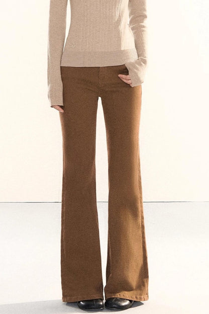 Washed Denim Flared Pants