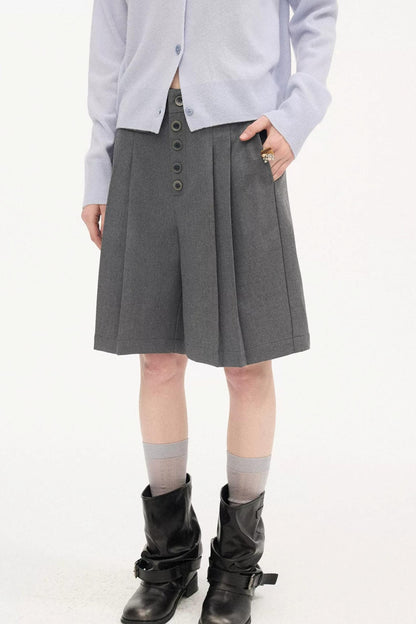 Pleated Gray Shorts