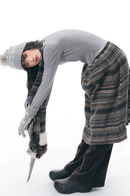 Knitted Patchwork Slim Dress Set-Up