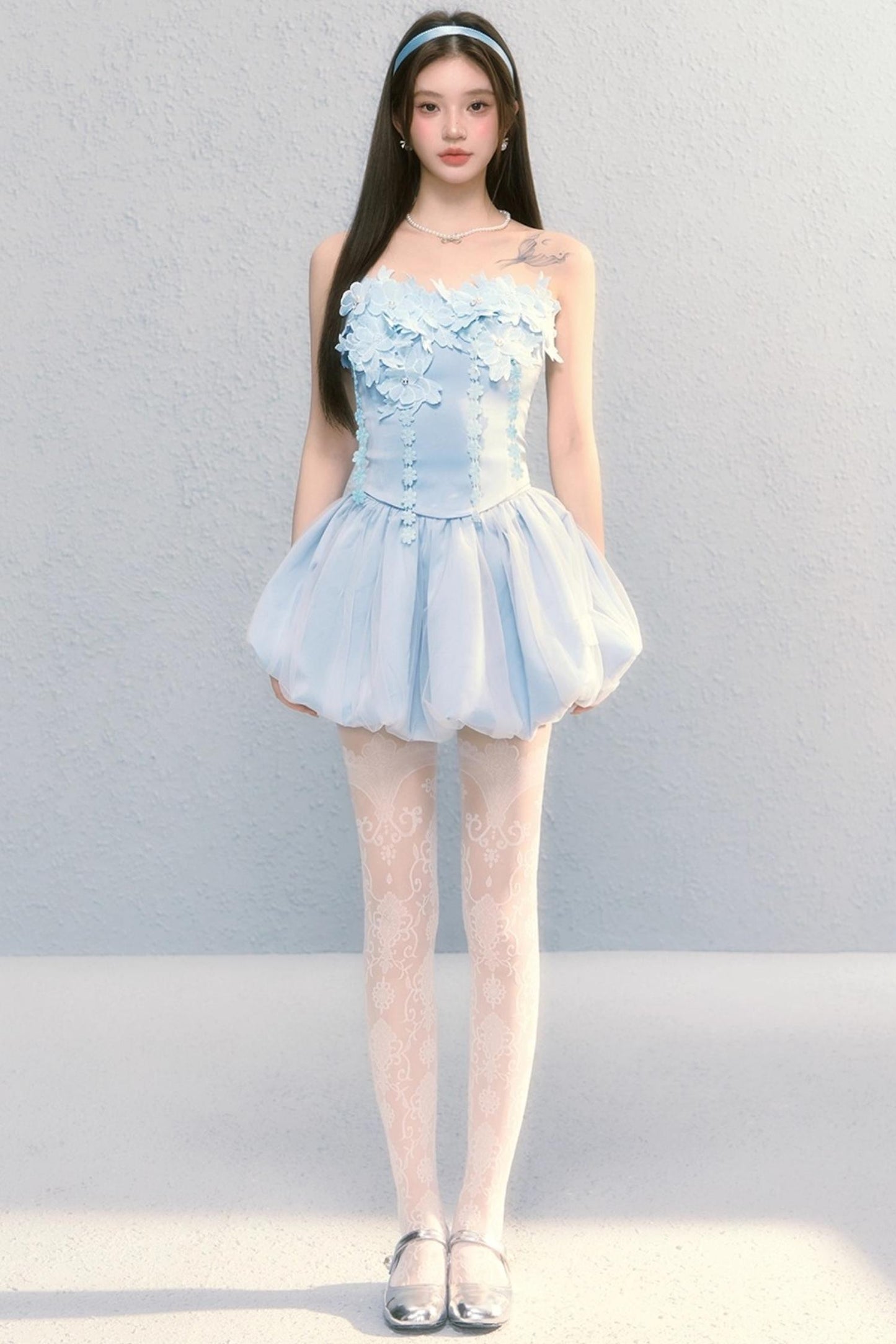 Embroidered Roses Two-Piece Skirt Set-Up