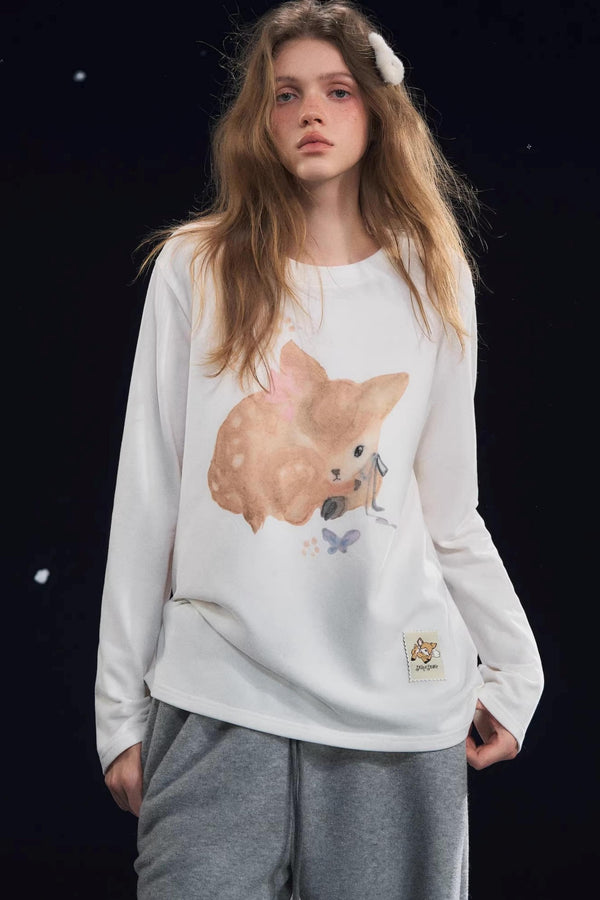 Little Deer Fluffy Blouse Top