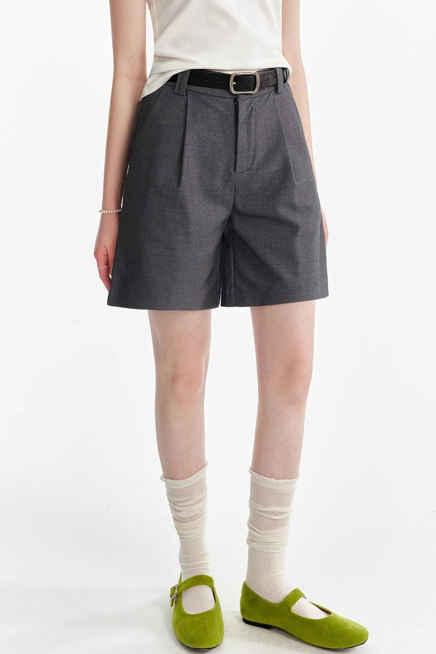 Gray Twill Suit Shorts