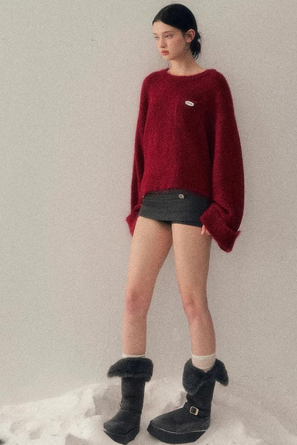 Winter Mohair Red Sweater