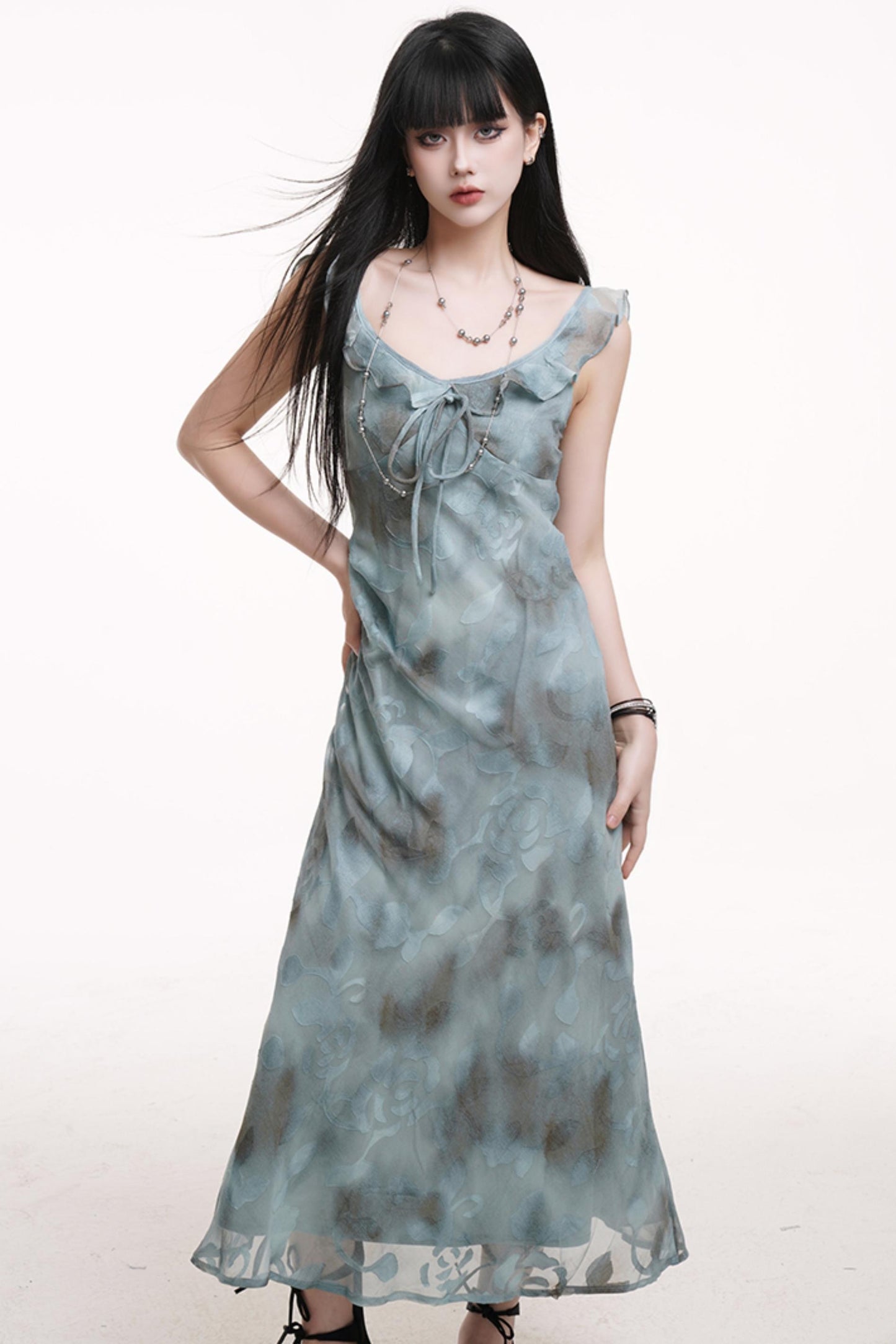 Teal Blue Halter Dress