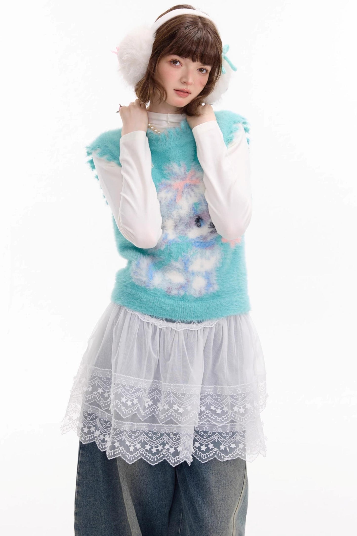 Autumn Vintage Teal Dog Knitted Sweater