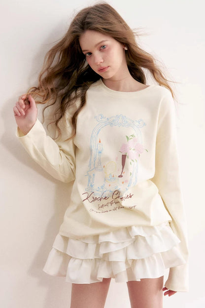 Hand-Painted Rose Cotton Top