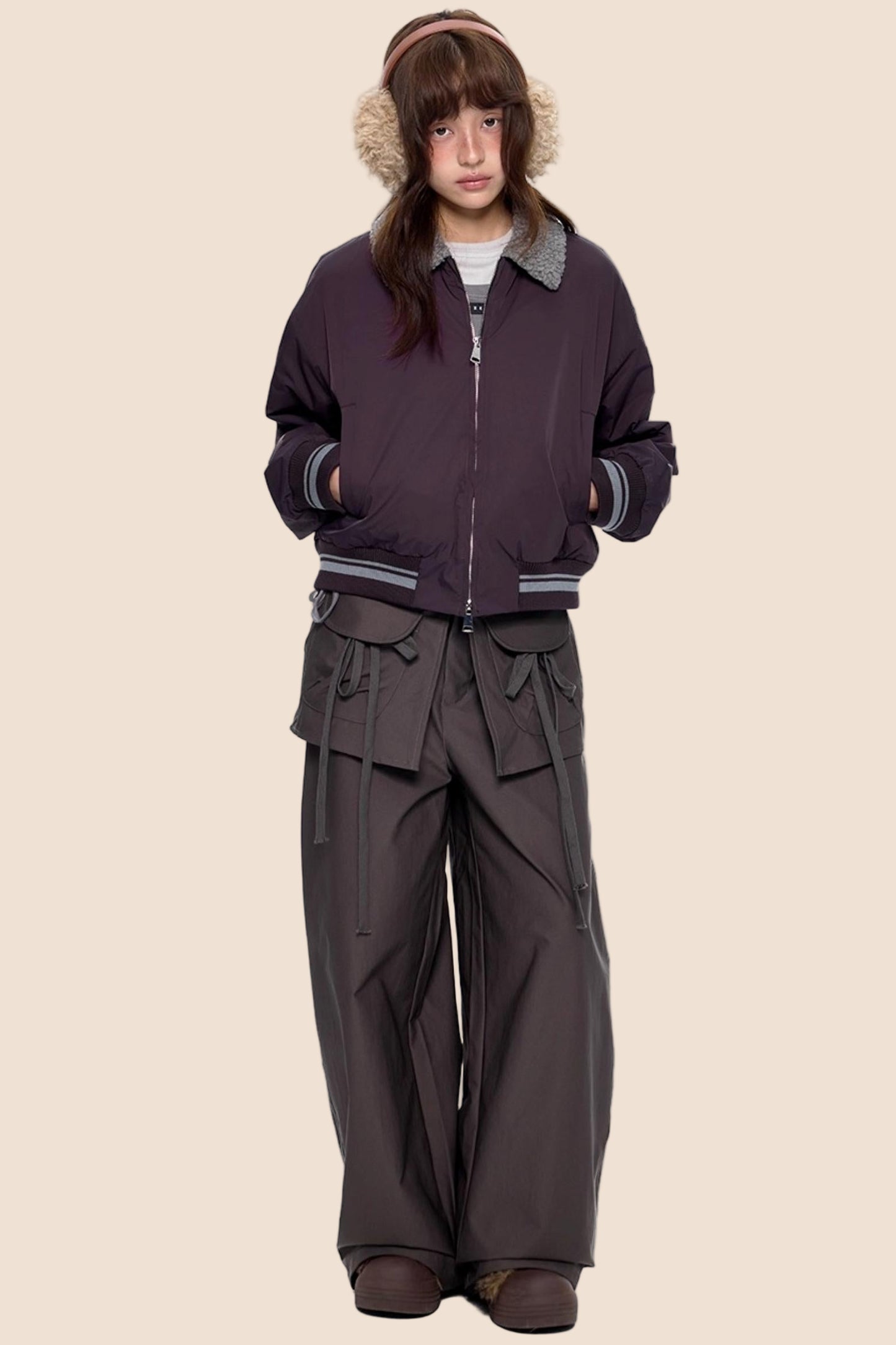 Vintage Woolen Lapel Padded Jacket