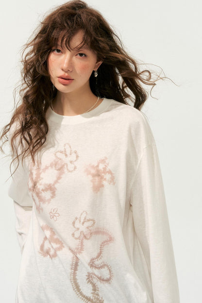 Lazy Sleeve Contrast Crew Neck Top