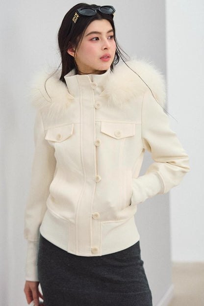 Fur Collar Khaki Jacket
