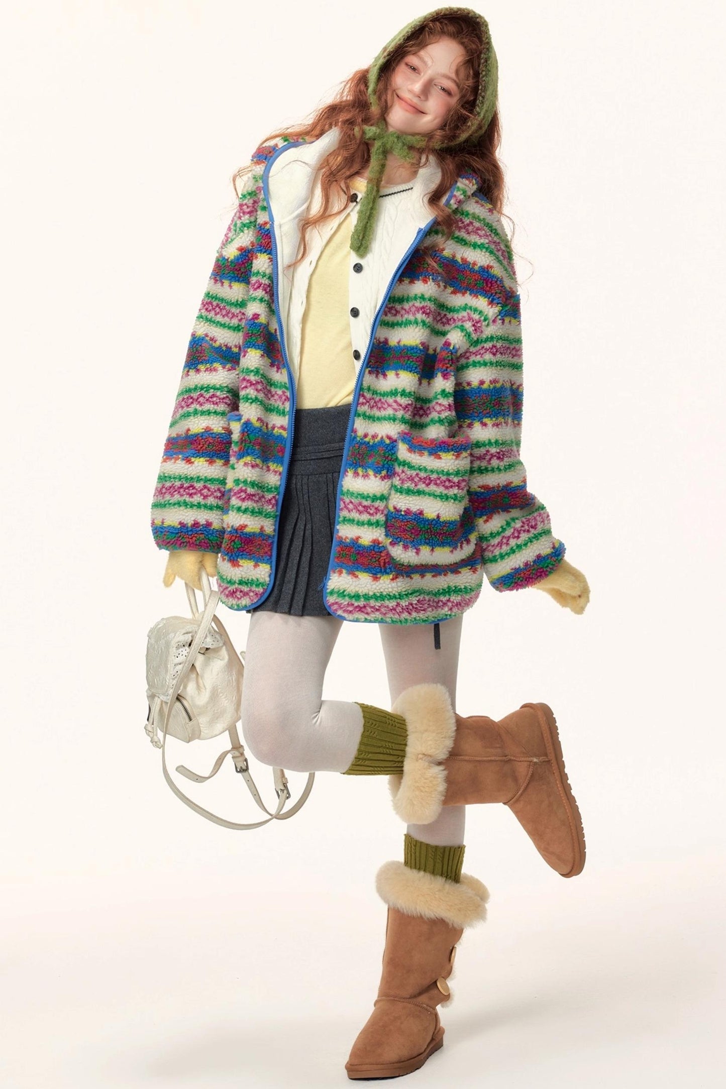 Imitation Cashmere Hooded Jacket