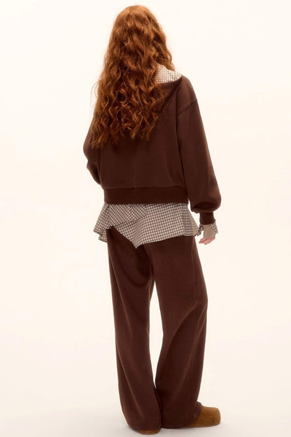 Patterned Patchwork Hooded Sweatshirt Set-Up