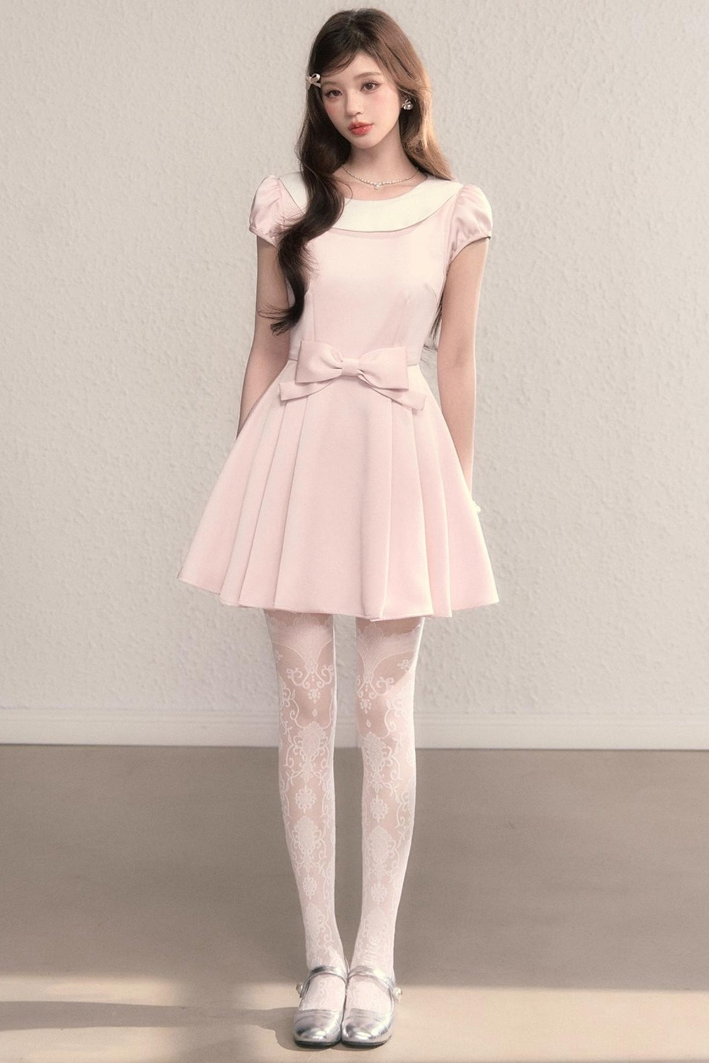 French Princess Satin Bow Dress