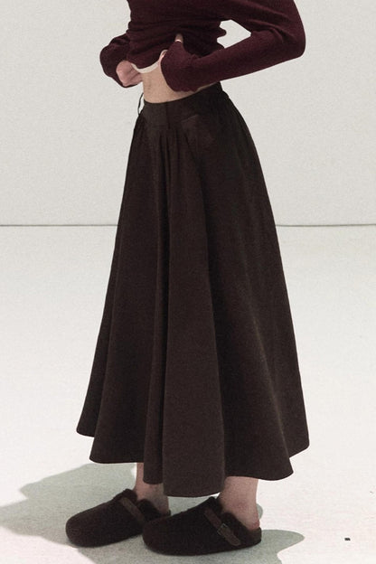 Micro-Velvet Pleated A-Line Skirt