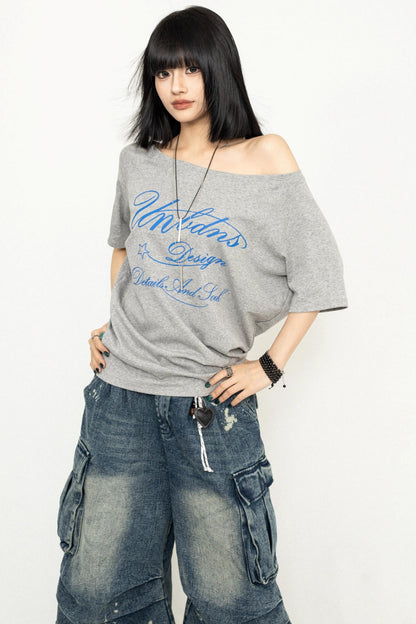 Gray One-Shoulder Top