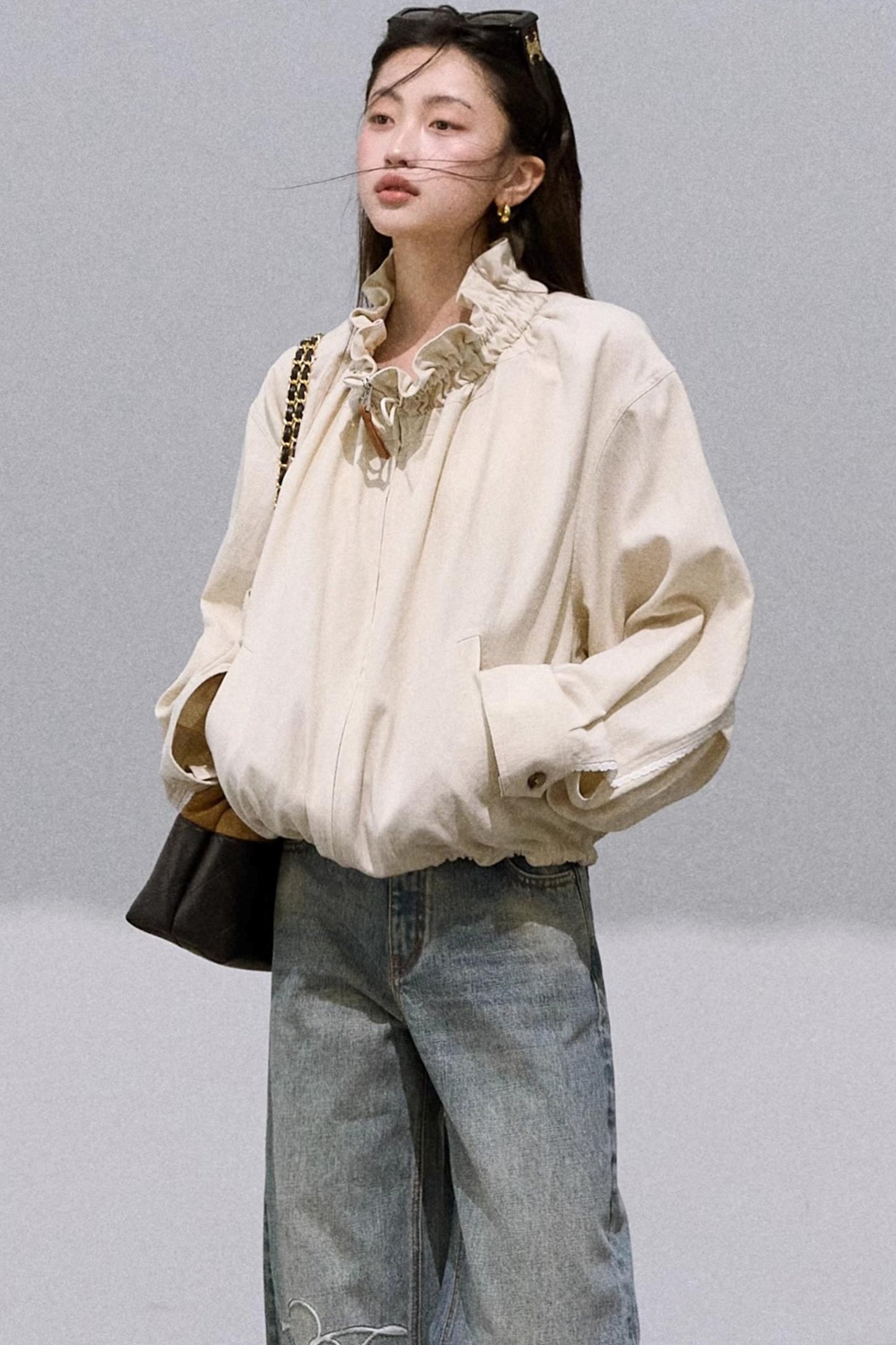 Lyocell Embroidered Drawstring Jacket Set-Up