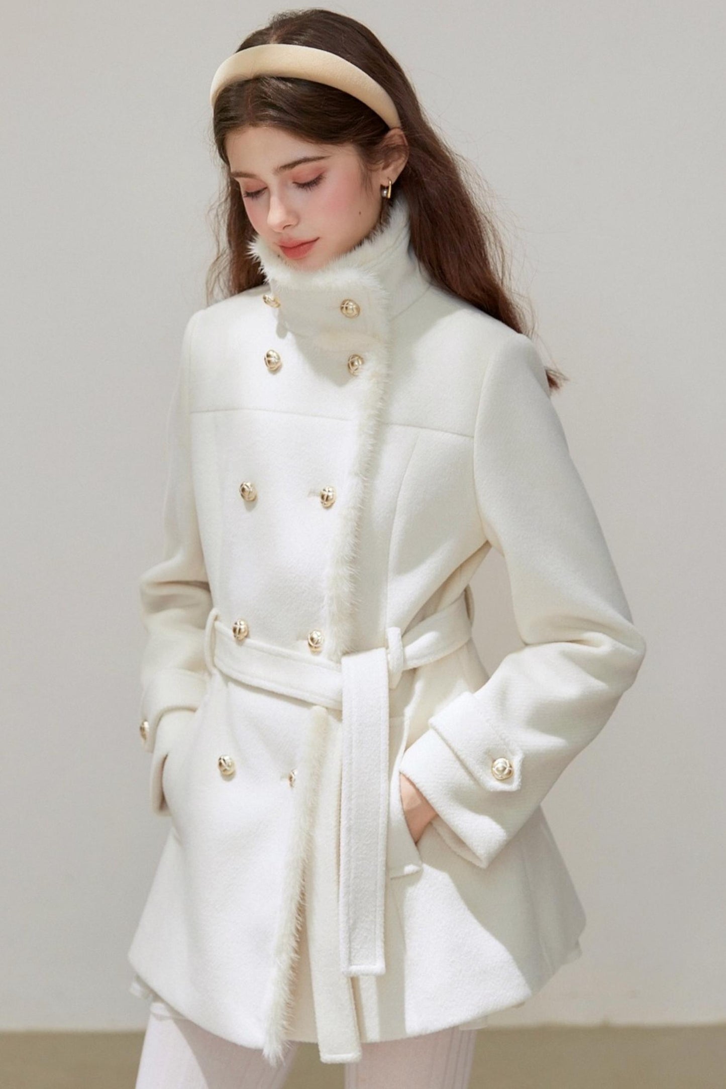 Winter Woolen Waist Slimming Coat