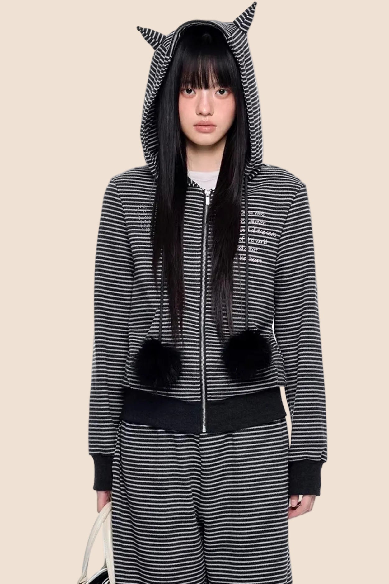 Little Devil Striped Hooded Jacket Set-Up