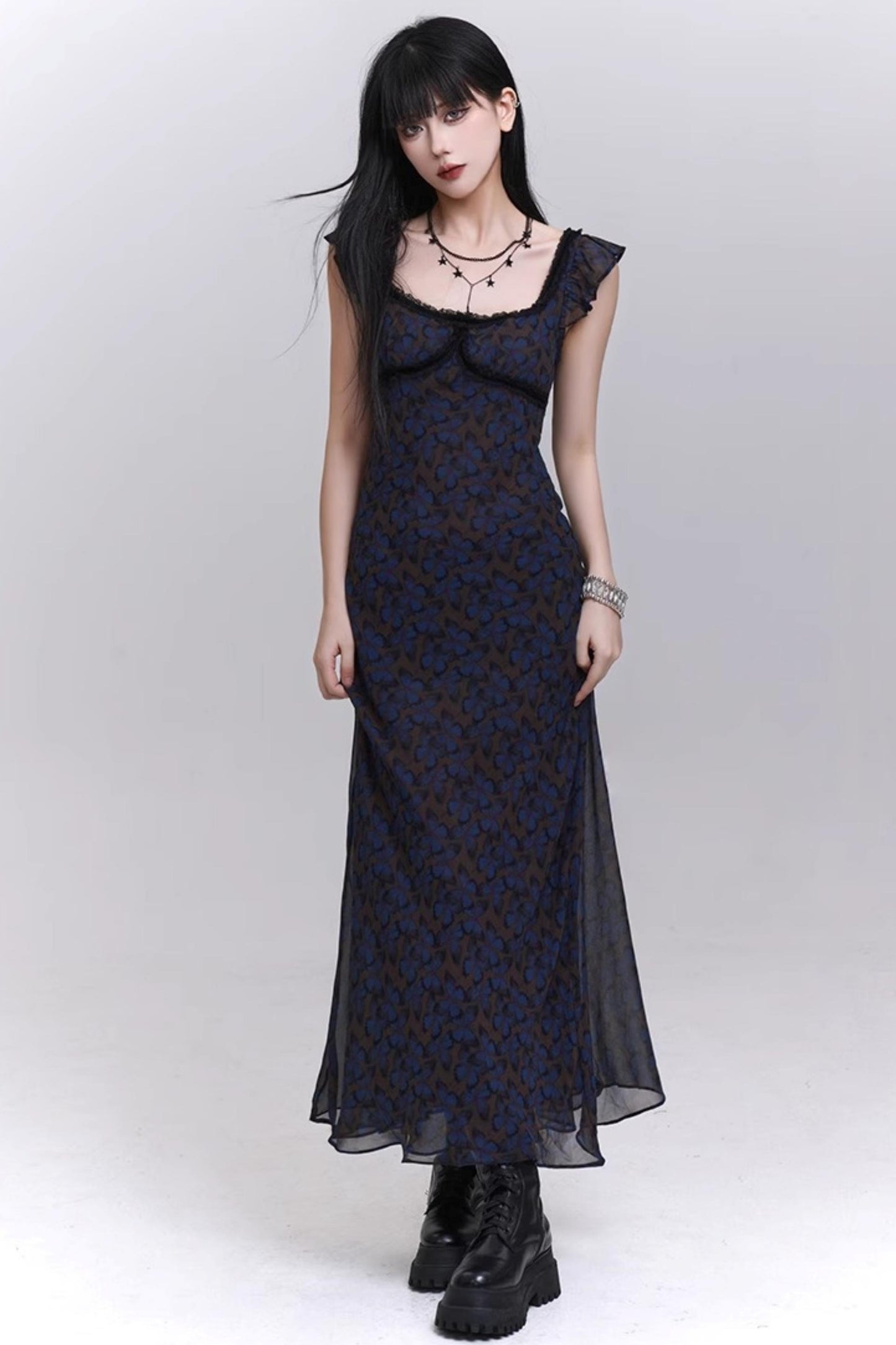 Butterfly Floral Halter Dress