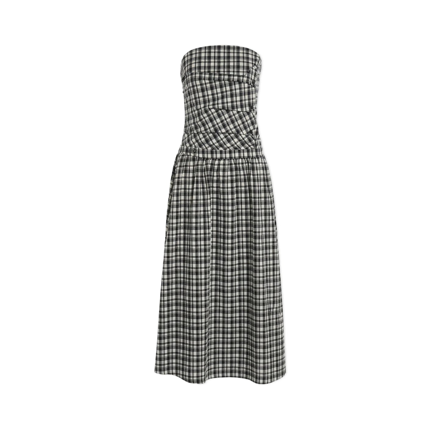 French Strapless Pleated A-Line Dress