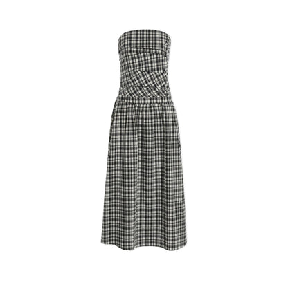 French Strapless Pleated A-Line Dress