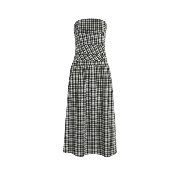 French Strapless Pleated A-Line Dress