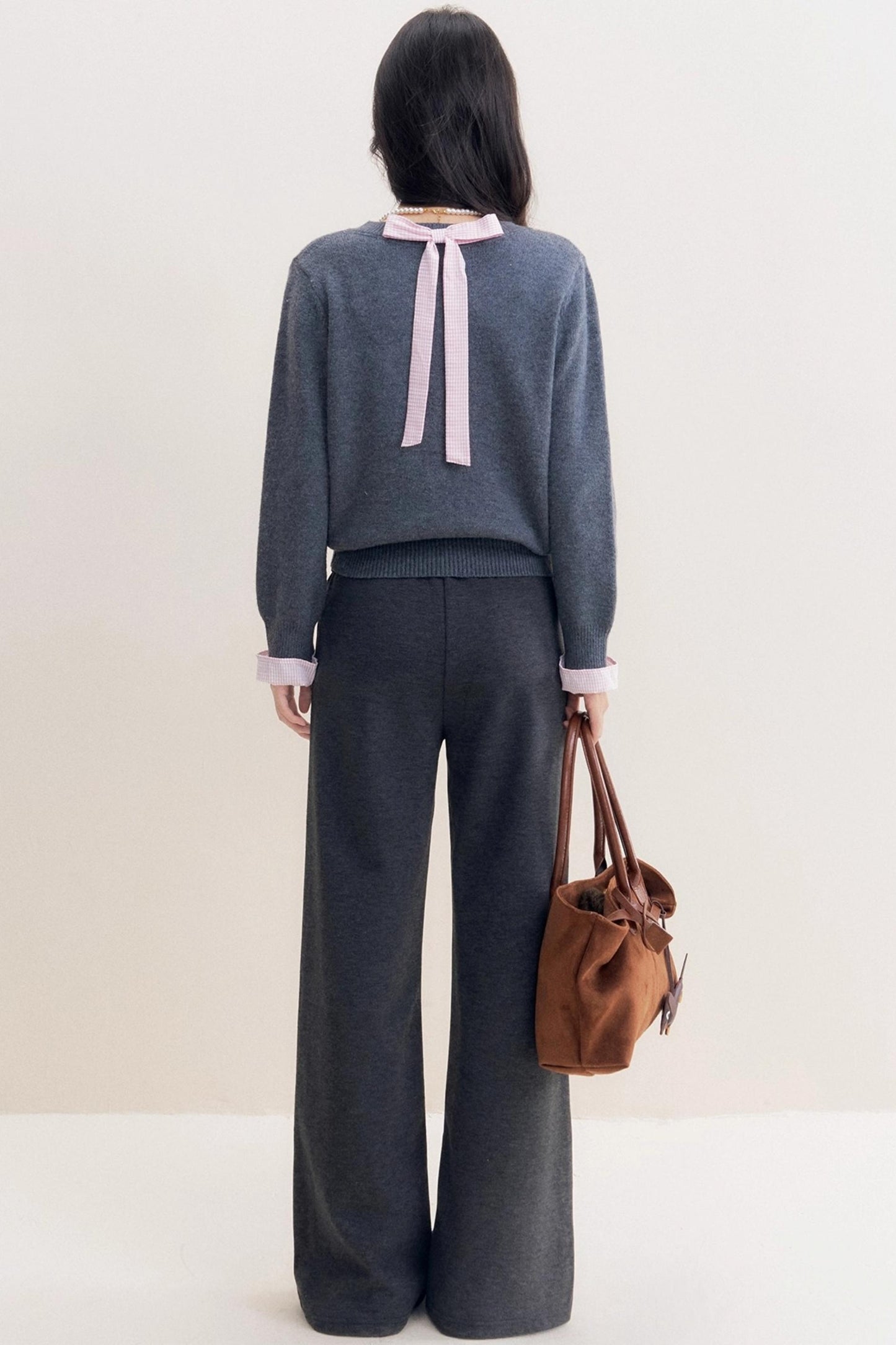 Romantic Check Wool-Blend V-Neck Sweater