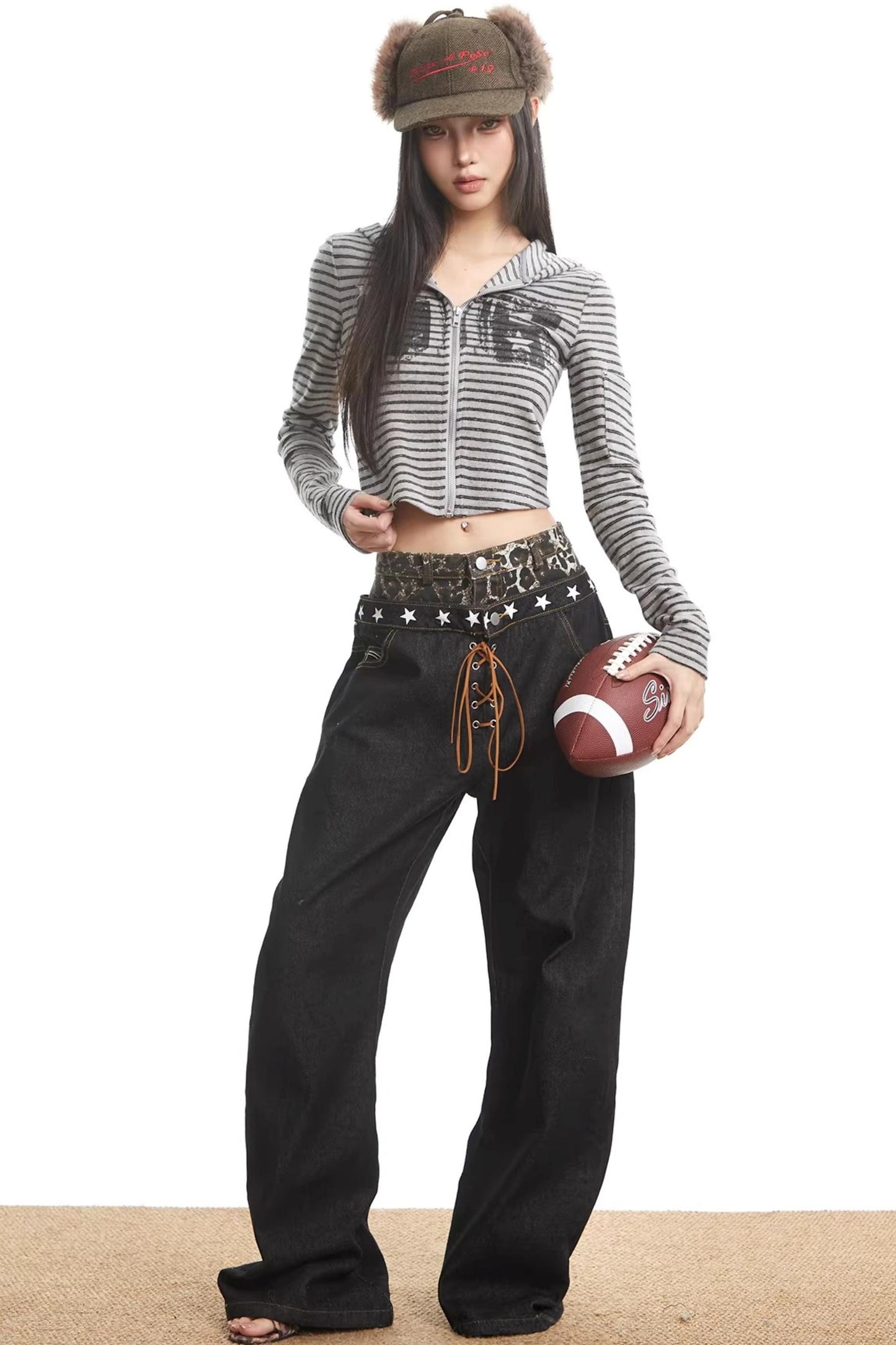 Retro Striped Hooded Sweatshirt