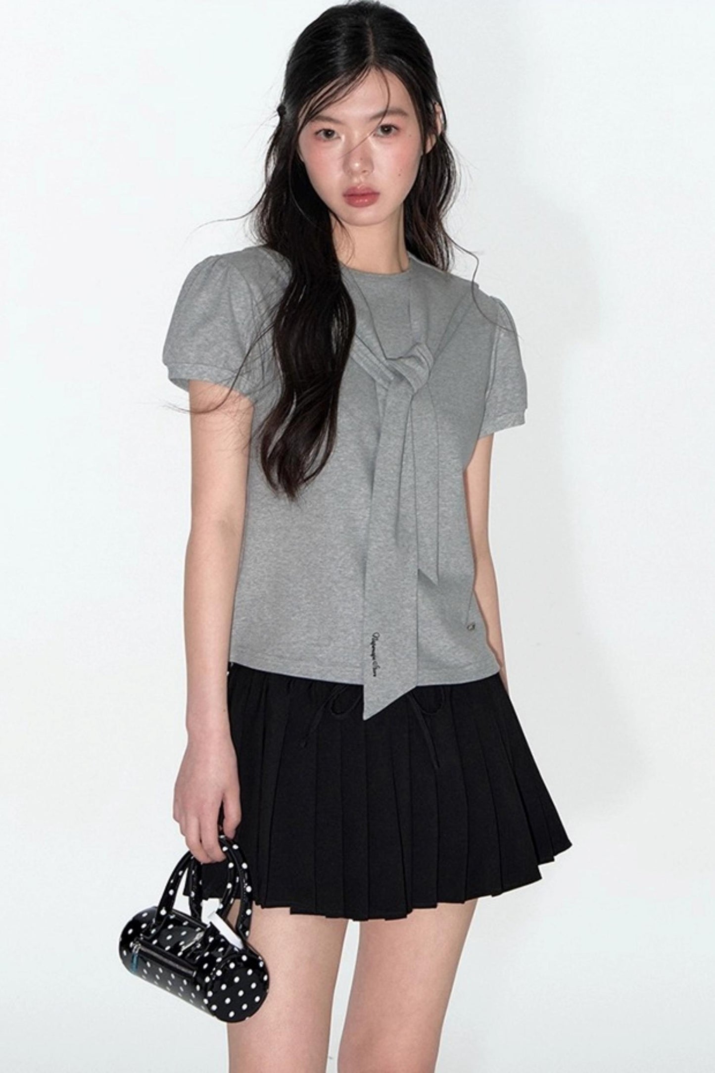 Navy Lace Short Sleeve Cinched Waist Top Set-Up