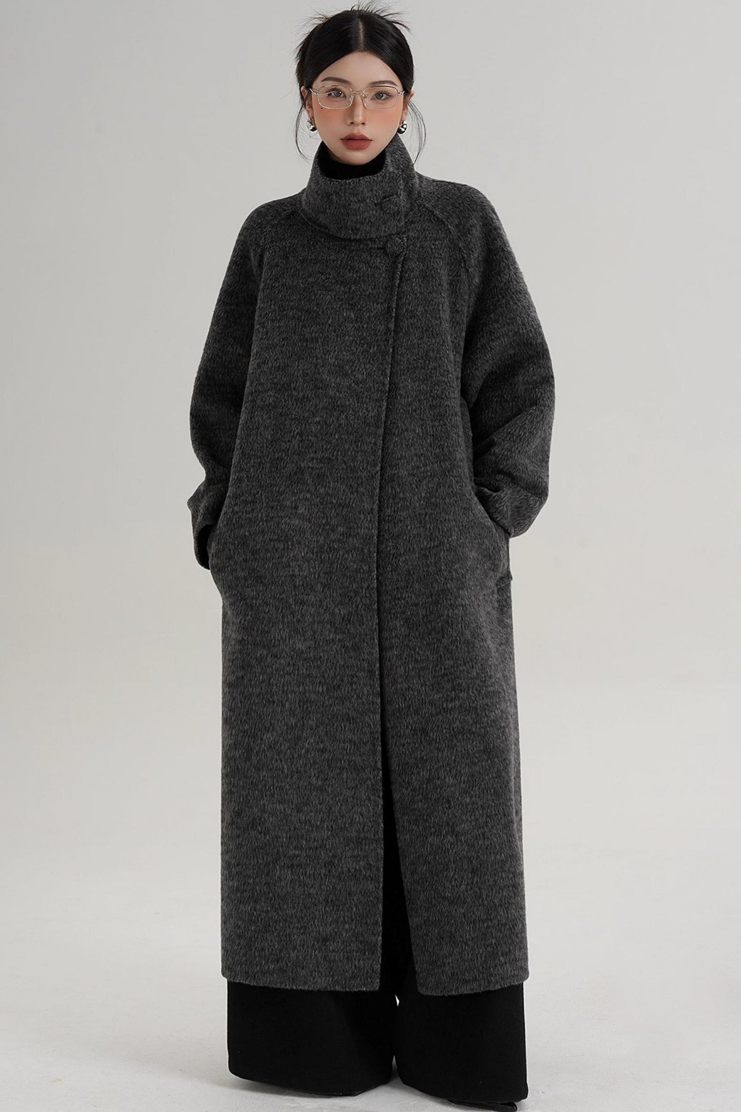 Elegant Athens Gray Wool Coat