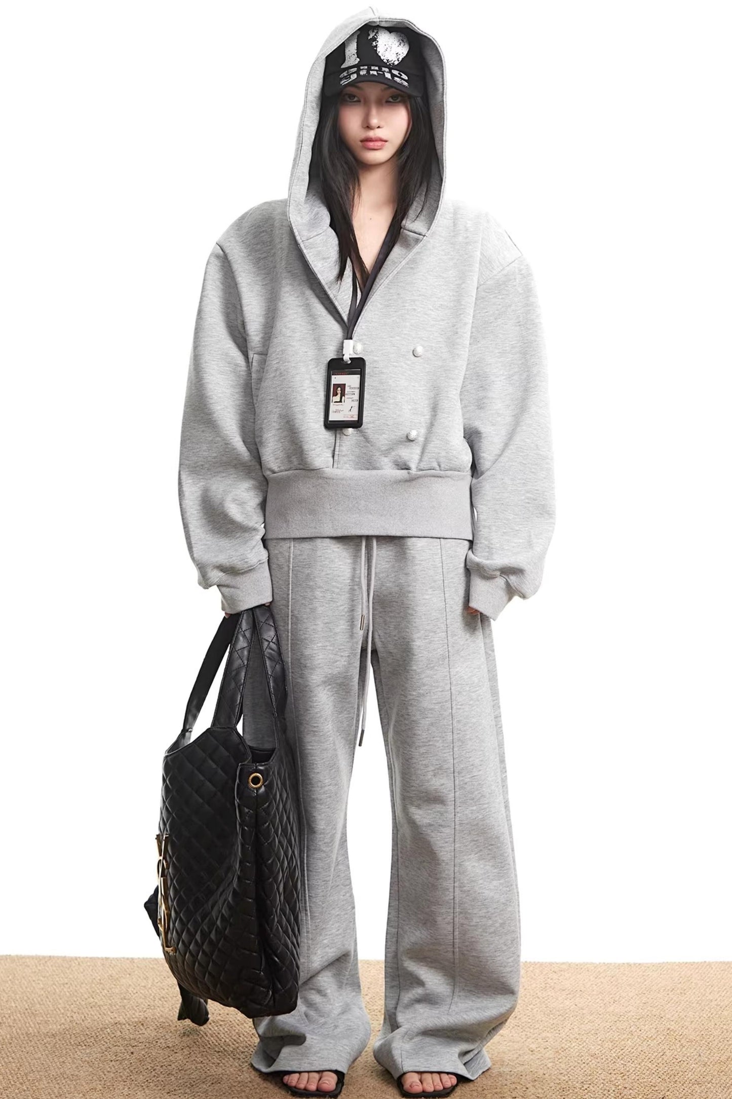 American Gray Hooded Sweatshirt Set-Up