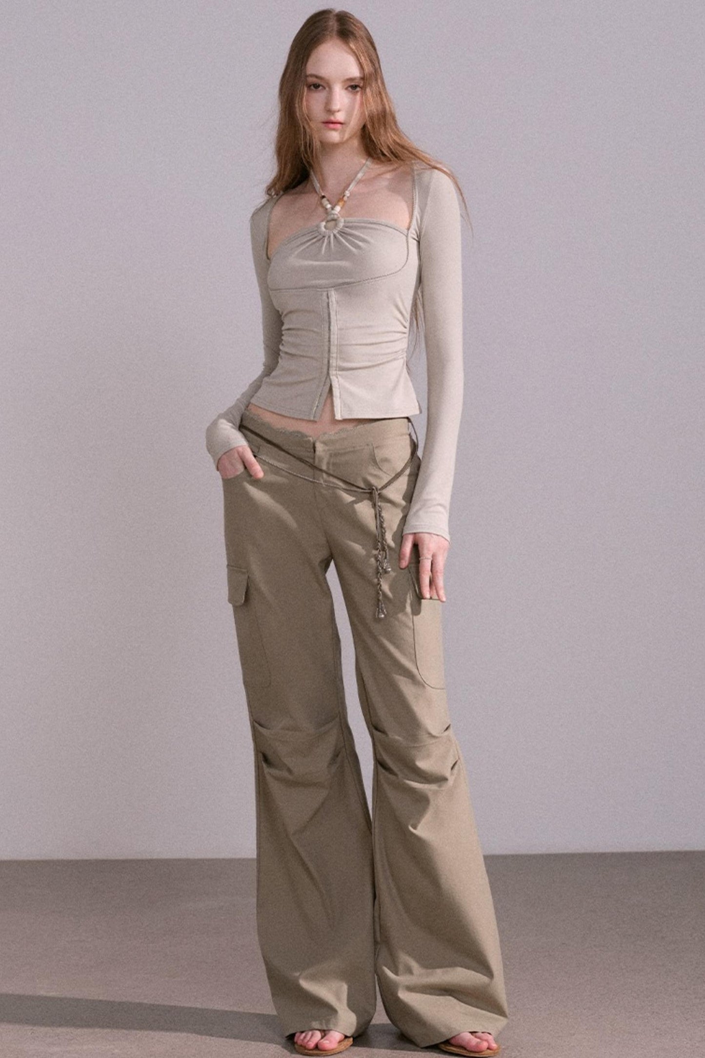 Slim Pleated Halterneck Top