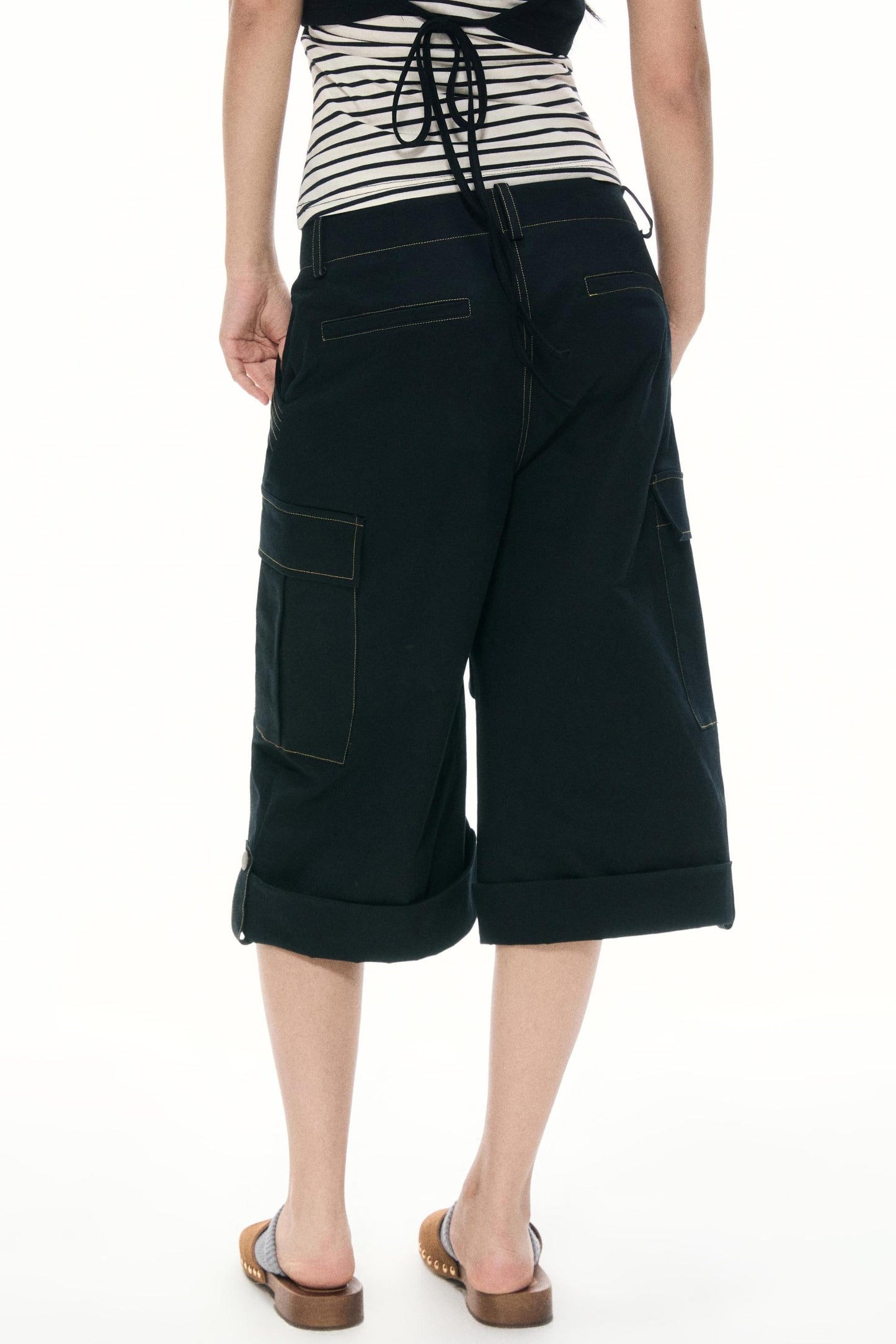 Khaki Wide-Leg Work Pants