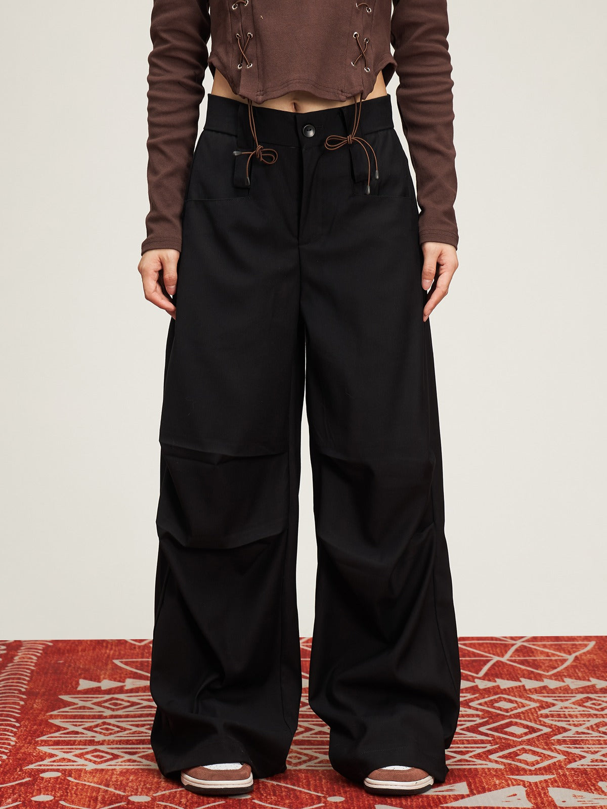 American drape wide-leg mopping pants