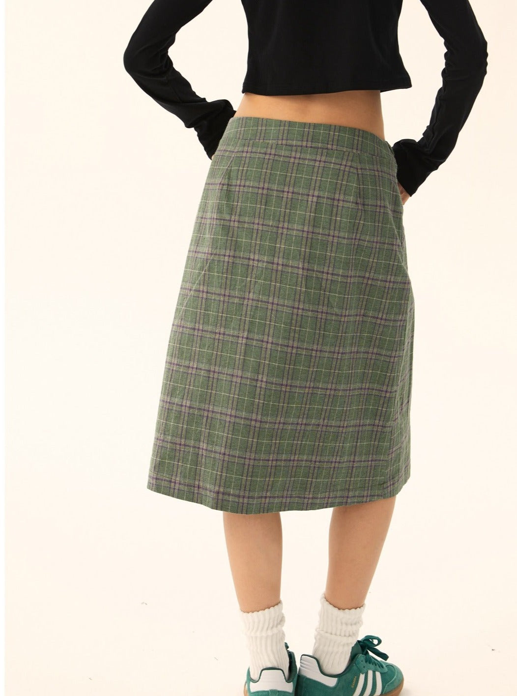 American retro A-line mid-length skirt