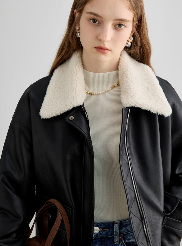 Fleece Collar Black Jacket