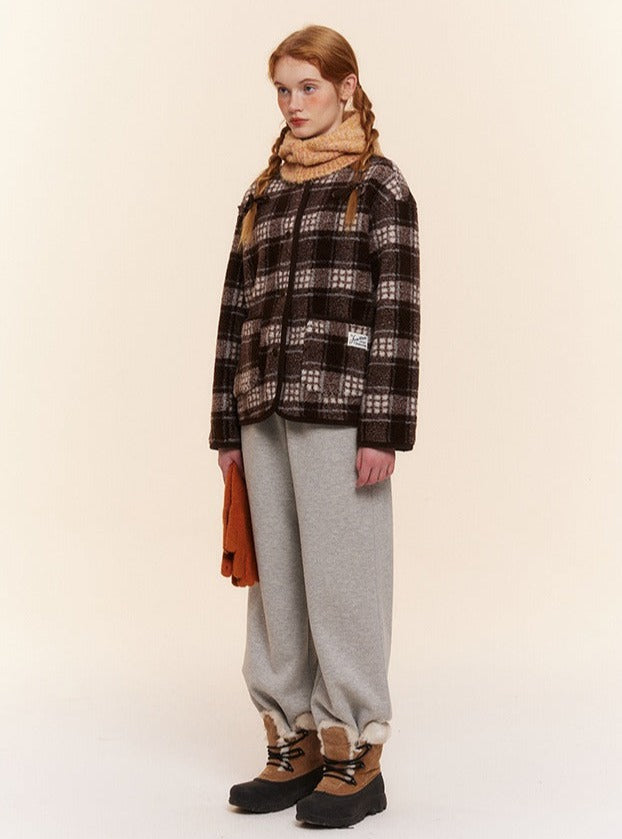 Plaid Lamb Wool Coat