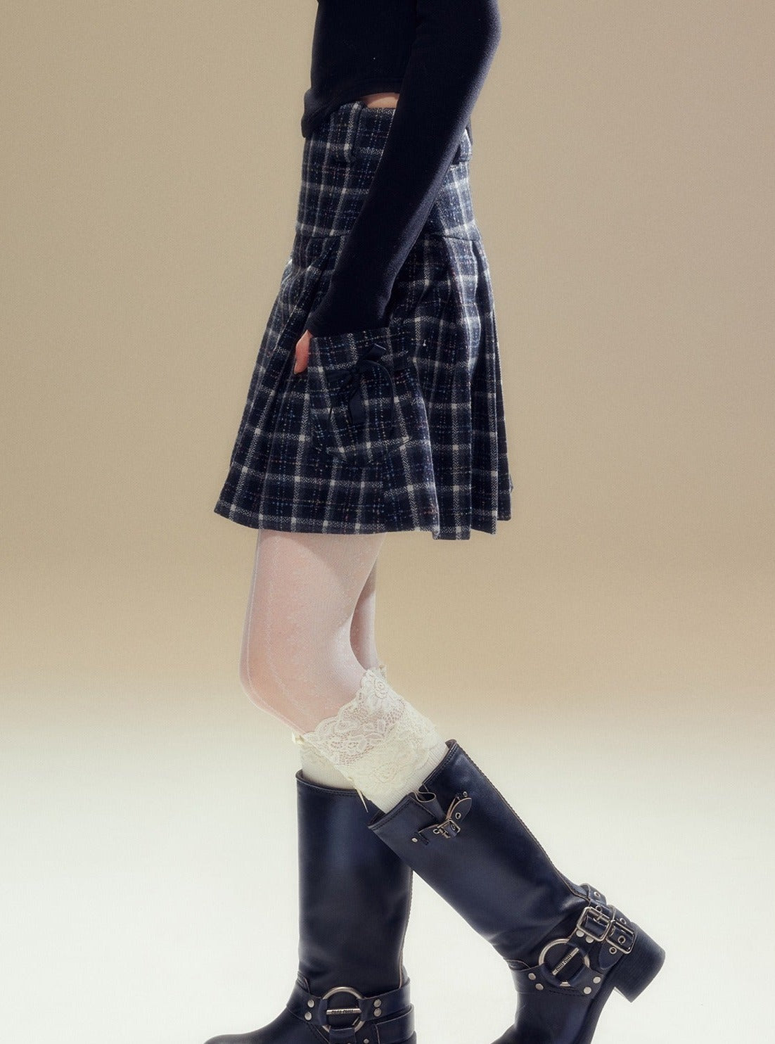 A-line bow wool skirt