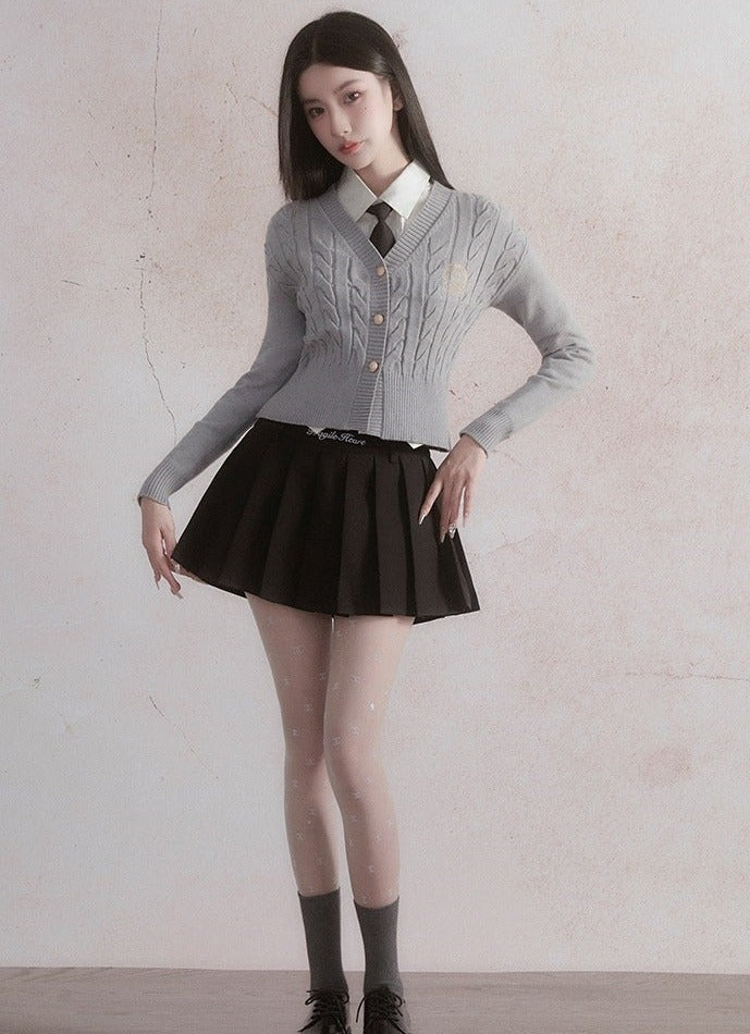 Korean knitted cardigan preppy tops