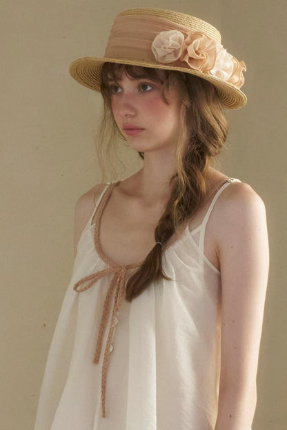 Vintage Flower Woven Raffia Sun Hat