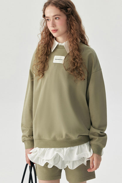 Autumn Heavy Cotton Crew Neck Sweatshirt Set-Up