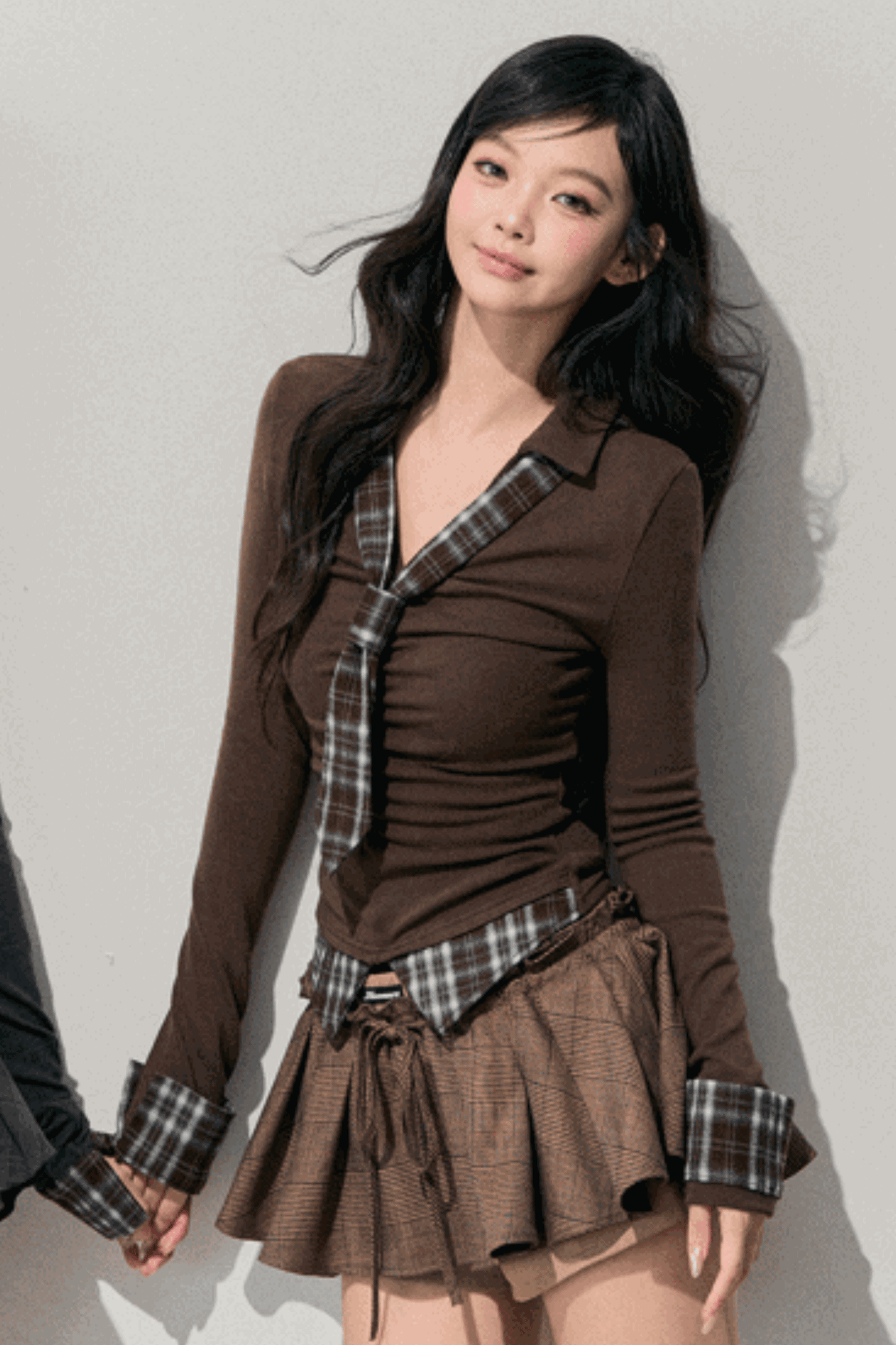 Plaid V-Neck Winter Top