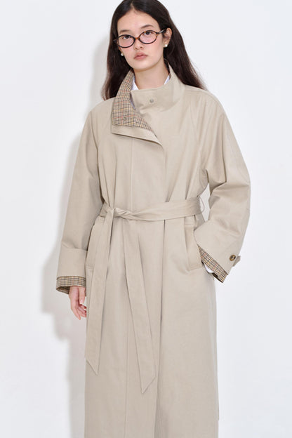 Special Split Plaid Trench Coat